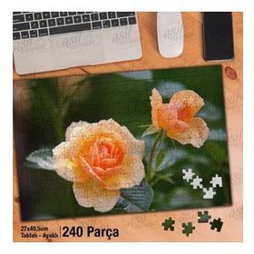 Asil Hobi Turuncu Gül-Çiçek-Bitki-Doğa Yapboz-Ayak Destekli Çerçeveli 240 Parça Puzzle