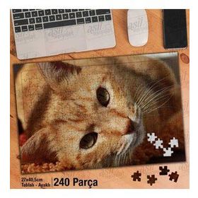 Asil Hobi Turuncu Kedicik-Masum-Sevimli Hayvan Yapboz-Ayak Destekli Çerçeveli 240 Parça Puzzle