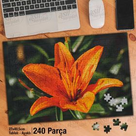 Asil Hobi Turuncu-Lilyum-Çiçek-Bitki-Peyzaj Yapboz-Ayak Destekli Çerçeveli 240 Parça Puzzle
