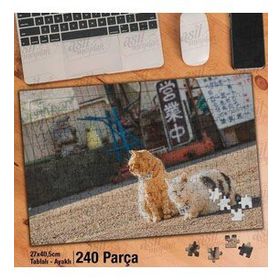 Asil Hobi Turuncu Ve Beyaz Kedi-Sevimli Hayvanlar Yapboz-Ayak Destekli Çerçeveli 240 Parça Puzzle