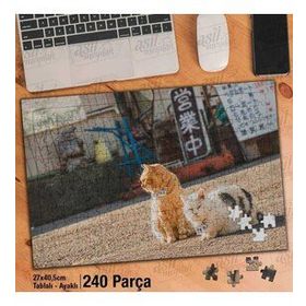 Asil Hobi Turuncu Ve Beyaz Kedi-Sevimli Hayvanlar Yapboz-Ayak Destekli Çerçeveli 240 Parça Puzzle