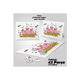 Asil Hobi Üç Küçük Domuz Illüstrasyon-Çocuklar İçin Eğitici Yapboz-Ayak Destekli 42 Parça Puzzle