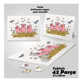 Asil Hobi Üç Küçük Domuz Illüstrasyon-Çocuklar İçin Eğitici Yapboz-Ayak Destekli 42 Parça Puzzle