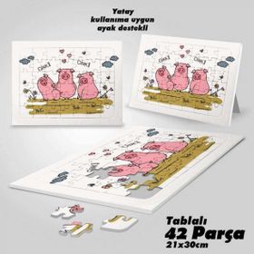 Asil Hobi Üç Küçük Domuz Illüstrasyon-Çocuklar İçin Eğitici Yapboz-Ayak Destekli 42 Parça Puzzle