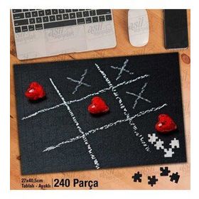 Asil Hobi Üç Taş Oyunu-Kırmızı Kalpler-Aşk Kazandı Yapboz-Ayak Destekli Çerçeveli 240 Parça Puzzle