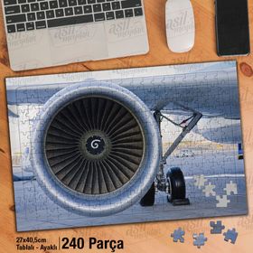 Asil Hobi Uçak Pervanesi-Hava Alanı-Pist Yapboz-Ayak Destekli Çerçeveli 240 Parça Puzzle