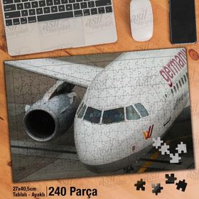 Asil Hobi Uçak-Pilot-Pist-Hava Alanı-Taşıma Yapboz-Ayak Destekli Çerçeveli 240 Parça Puzzle
