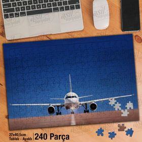 Asil Hobi Uçak Pisti-Uçak-Gökyüzü-Ulaşım Yapboz-Ayak Destekli Çerçeveli 240 Parça Puzzle