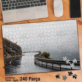 Asil Hobi Uçurumun-Yol-Yağmur-Sis-Manzara Yapboz-Ayak Destekli Çerçeveli 240 Parça Puzzle