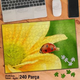 Asil Hobi Uğur Böceği-Doğa-Sarı Çiçek Yapboz-Ayak Destekli Çerçeveli 240 Parça Puzzle