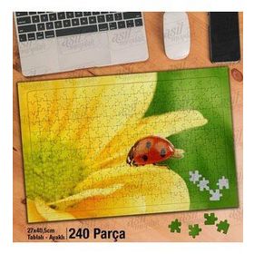 Asil Hobi Uğur Böceği-Doğa-Sarı Çiçek Yapboz-Ayak Destekli Çerçeveli 240 Parça Puzzle