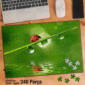 Asil Hobi Uğur Böceği-Su Damlaları-Doğa Yapboz-Ayak Destekli Çerçeveli 240 Parça Puzzle