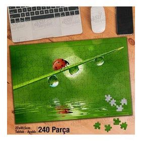 Asil Hobi Uğur Böceği-Su Damlaları-Doğa Yapboz-Ayak Destekli Çerçeveli 240 Parça Puzzle