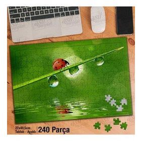 Asil Hobi Uğur Böceği-Su Damlaları-Doğa Yapboz-Ayak Destekli Çerçeveli 240 Parça Puzzle