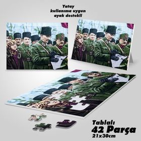 Asil Hobi Üniformalı Gazi Mustafa Kemal Atatürk Hitap-Yapboz-Ayak Destekli 42 Parça Puzzle