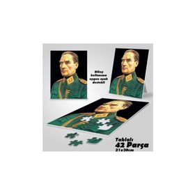 Asil Hobi Üniformalı Mustafa Kemal Atatürk-Yapboz-Ayak Destekli Çerçeveli 42 Parça Puzzle