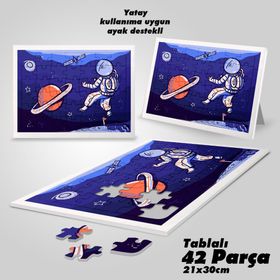 Asil Hobi Uzay-Astronot-Bilim-Çocuklar İçin Eğitici Yapboz-Ayak Destekli 42 Parça Puzzle