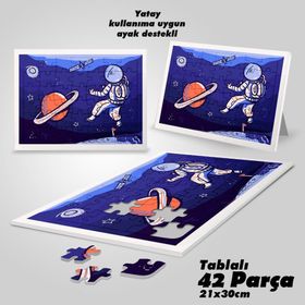 Asil Hobi Uzay-Astronot-Bilim-Çocuklar İçin Eğitici Yapboz-Ayak Destekli 42 Parça Puzzle