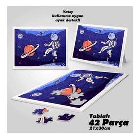 Asil Hobi Uzay-Astronot-Bilim-Çocuklar İçin Eğitici Yapboz-Ayak Destekli 42 Parça Puzzle