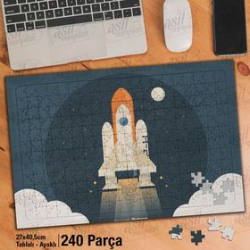 Asil Hobi Uzay Gemisi-Gezegen-Galaksi Yapboz-Ayak Destekli Çerçeveli 240 Parça Puzzle