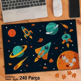 Asil Hobi Uzay Gemisi-Gezegenler-Bilim-Galaksi Yapboz-Ayak Destekli Çerçeveli 240 Parça Puzzle