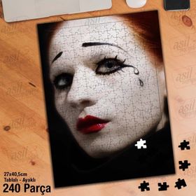 Asil Hobi Üzgün Paylanço-Makyaj-Yüz Yapboz-Ayak Destekli Çerçeveli 240 Parça Puzzle