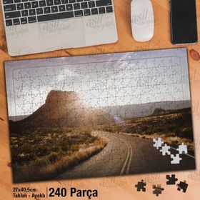 Asil Hobi Uzun Yol-Dağlar-Güneş-Manzara-Doğa Yapboz-Ayak Destekli Çerçeveli 240 Parça Puzzle