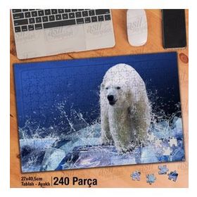 Asil Hobi Vahşi Yaşam-Kutup Ayısı-Hayvan Yapboz-Ayak Destekli Çerçeveli 240 Parça Puzzle