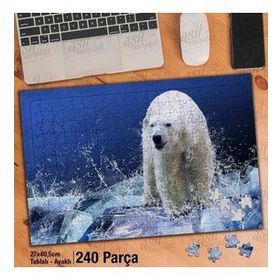 Asil Hobi Vahşi Yaşam-Kutup Ayısı-Hayvan Yapboz-Ayak Destekli Çerçeveli 240 Parça Puzzle