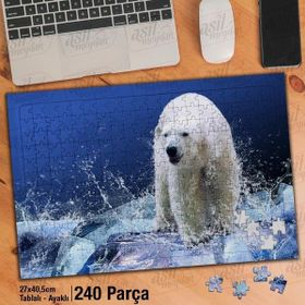 Asil Hobi Vahşi Yaşam-Kutup Ayısı-Hayvan Yapboz-Ayak Destekli Çerçeveli 240 Parça Puzzle