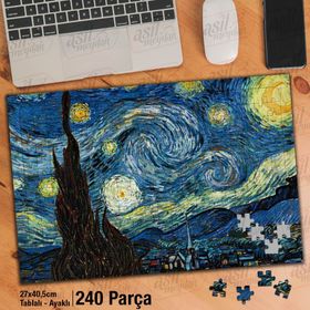 Asil Hobi Van Gogh Yıldızlı Geceler Yapboz-Ayak Destekli Çerçeveli 240 Parça Puzzle
