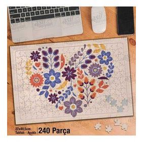 Asil Hobi Vectör-Çiçeklerle Dolu Bir Kalp Yapboz-Ayak Destekli Çerçeveli 240 Parça Puzzle