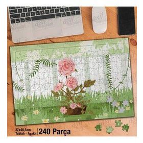 Asil Hobi Vector-Çizim-Bahçedeki Gül-Çiçekler Yapboz-Ayak Destekli Çerçeveli 240 Parça Puzzle