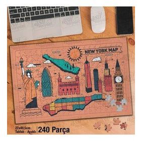 Asil Hobi Vektör Çizim-New York-Özgürlük Heykel Yapboz-Ayak Destekli Çerçeveli 240 Parça Puzzle