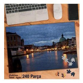 Asil Hobi Venedik-Gece-Evler-Manzara-Deniz Yapboz-Ayak Destekli Çerçeveli 240 Parça Puzzle