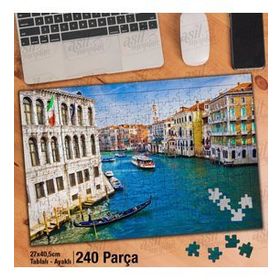 Asil Hobi Venedik-İtalya-Deniz-Evler-Manzara Yapboz-Ayak Destekli Çerçeveli 240 Parça Puzzle