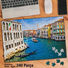 Asil Hobi Venedik-İtalya-Deniz-Evler-Manzara Yapboz-Ayak Destekli Çerçeveli 240 Parça Puzzle