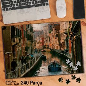 Asil Hobi Venedik-İtalya-Köprü-Evler-Mimari Yapboz-Ayak Destekli Çerçeveli 240 Parça Puzzle