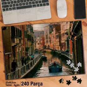 Asil Hobi Venedik-İtalya-Köprü-Evler-Mimari Yapboz-Ayak Destekli Çerçeveli 240 Parça Puzzle