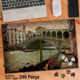 Asil Hobi Venedik-Retro-Gondol-Büyük Kanal Yapboz-Ayak Destekli Çerçeveli 240 Parça Puzzle