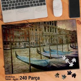 Asil Hobi Venedik-Sandal-Kanal-Su-Şehir Yapboz-Ayak Destekli Çerçeveli 240 Parça Puzzle