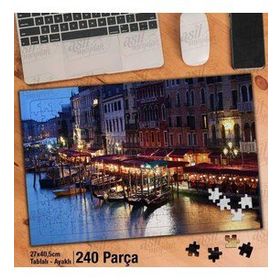 Asil Hobi Venedik-Sandal-Mimari Yapı-Gece Yapboz-Ayak Destekli Çerçeveli 240 Parça Puzzle