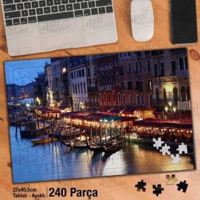 Asil Hobi Venedik-Sandal-Mimari Yapı-Gece Yapboz-Ayak Destekli Çerçeveli 240 Parça Puzzle