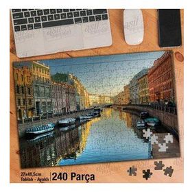 Asil Hobi Venedik-Şehir-Evler-Göl-Tekneler Yapboz-Ayak Destekli Çerçeveli 240 Parça Puzzle