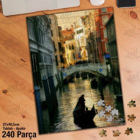 Asil Hobi Venedik-Su-Ev-Gondol Yapboz-Ayak Destekli Çerçeveli 240 Parça Puzzle