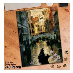 Asil Hobi Venedik-Su-Ev-Gondol Yapboz-Ayak Destekli Çerçeveli 240 Parça Puzzle