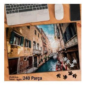 Asil Hobi Venedik Su Kanalı-Evler-Kayık-Manzara Yapboz-Ayak Destekli Çerçeveli 240 Parça Puzzle