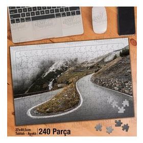 Asil Hobi Virajlı Yol-Dağ-Kar-Sis-Duman Yapboz-Ayak Destekli Çerçeveli 240 Parça Puzzle