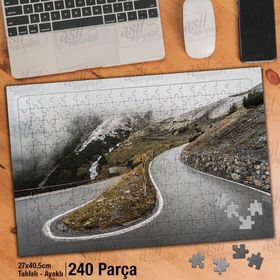 Asil Hobi Virajlı Yol-Dağ-Kar-Sis-Duman Yapboz-Ayak Destekli Çerçeveli 240 Parça Puzzle