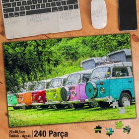 Asil Hobi Vosvos Karavan-Araba-Doğa-Ağaçlar Yapboz-Ayak Destekli Çerçeveli 240 Parça Puzzle